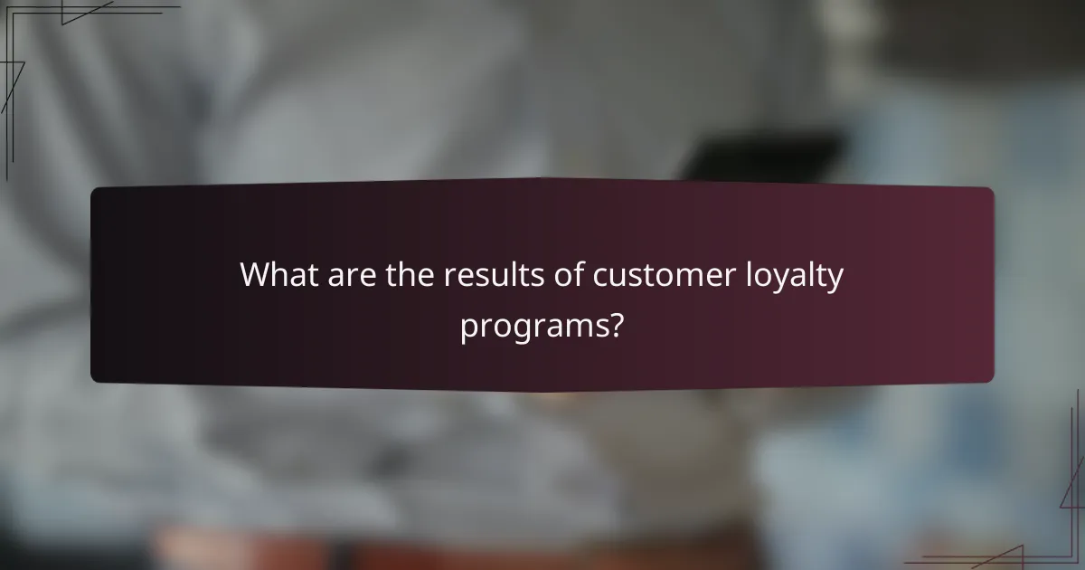 What are the results of customer loyalty programs?